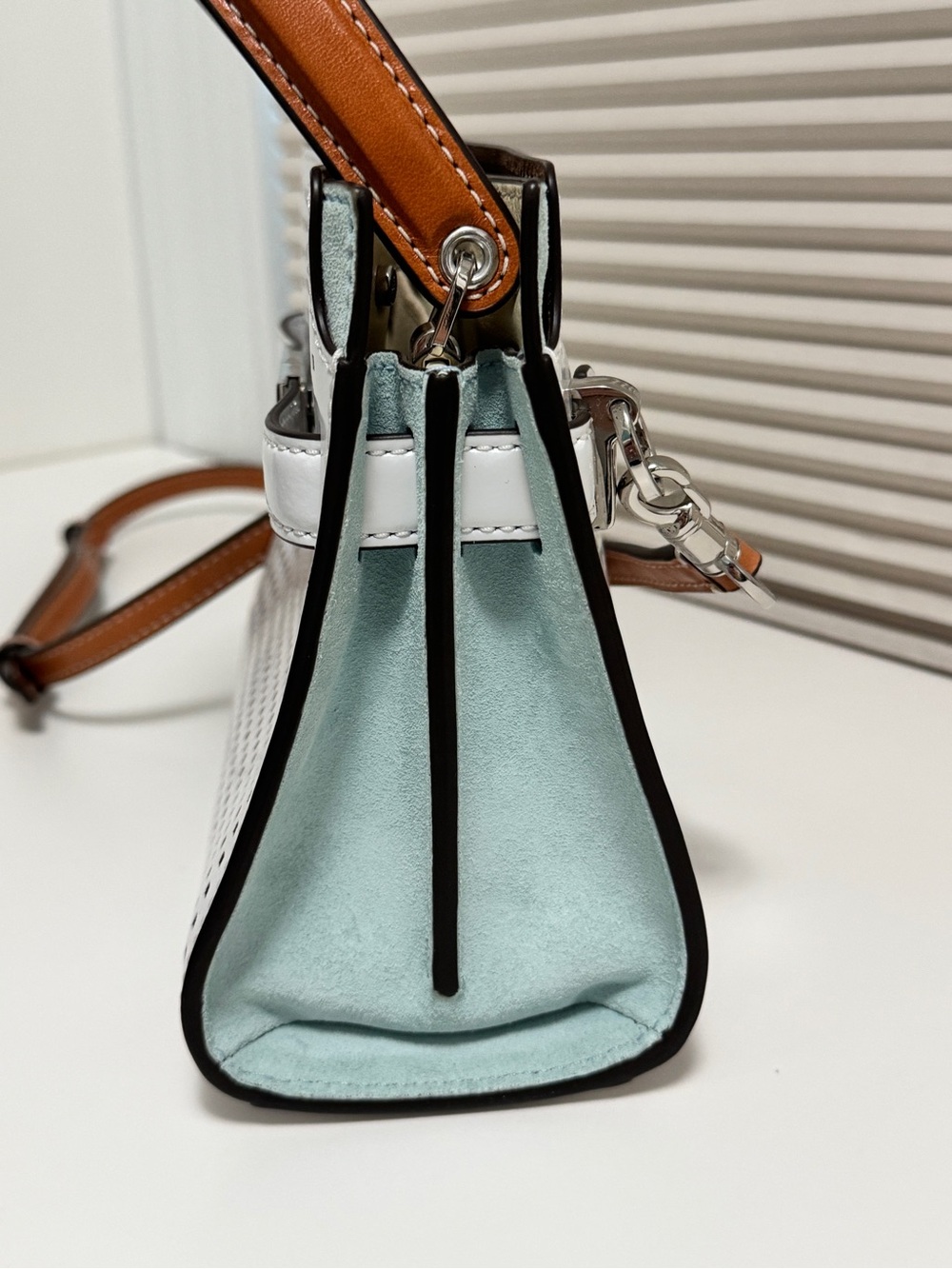 Tory Burch Lee Radziwill Petite Double Bag in Perforated Leather - Picture 4 of 7